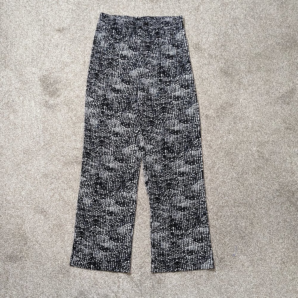 Women's PREMISE STUDIO; Black/White Pull-On Jersey Casual Pants; Size S